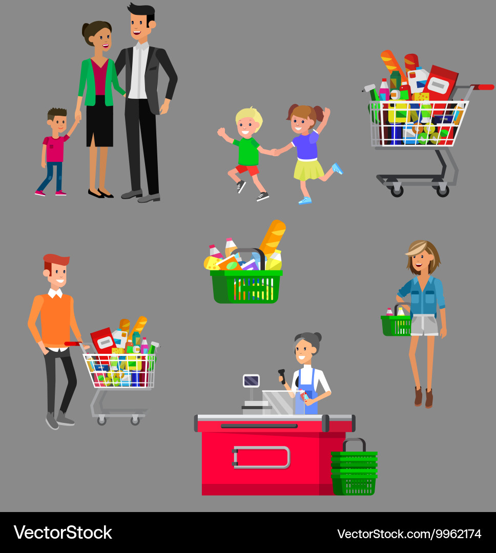Shop supermarket flat Royalty Free Vector Image