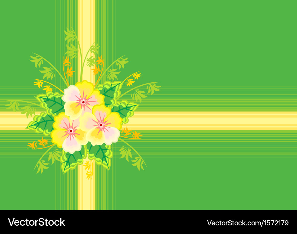 Abstract flowers with ribbon and background Vector Image