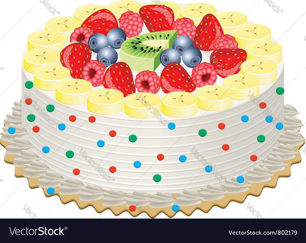 Cake with fruits Royalty Free Vector Image - VectorStock