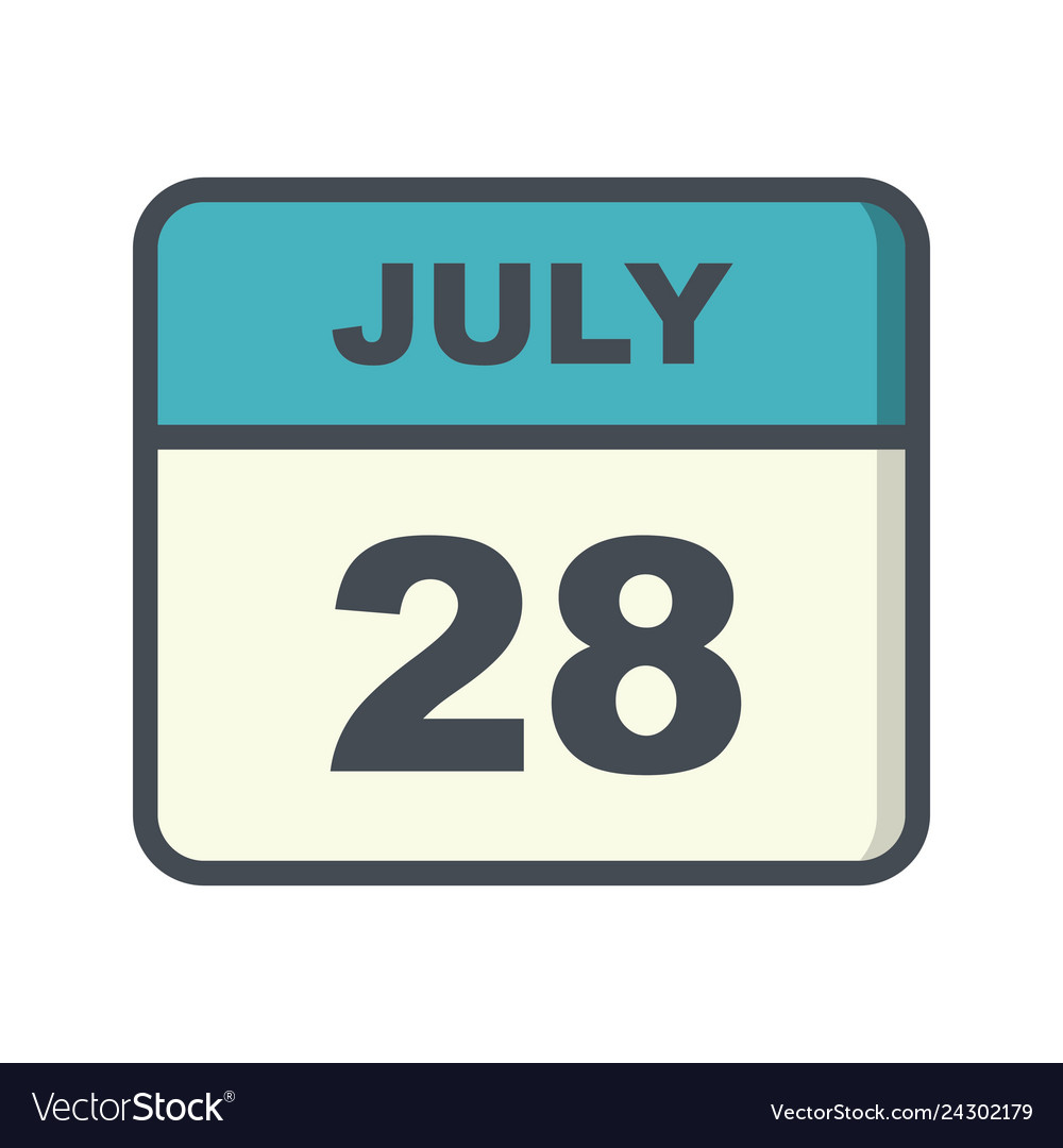 July 28th date on a single day calendar Royalty Free Vector