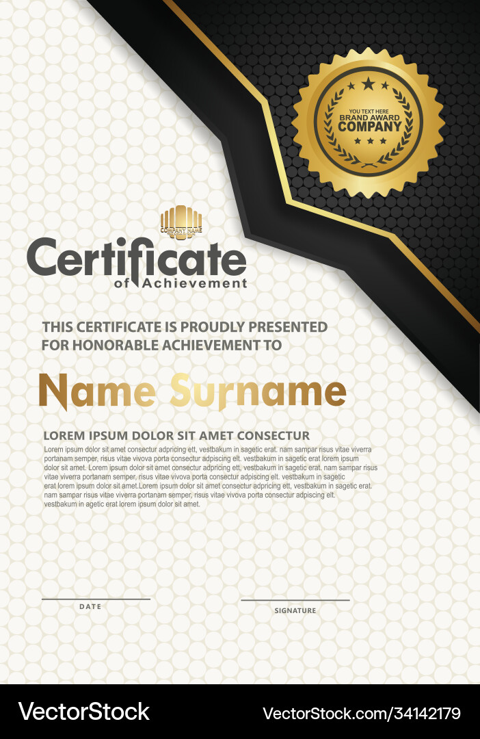 Luxury vertical modern certificate template Vector Image