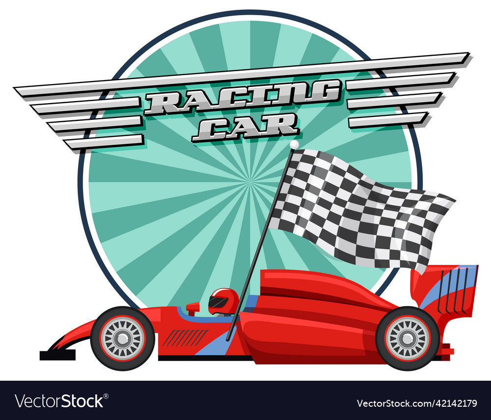 Racing car logo with on white Royalty Free Vector Image