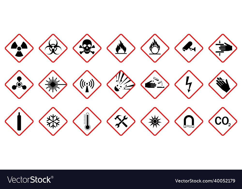 Set Of Hazard Warning Signs Caution Danger Symbol Vector Image