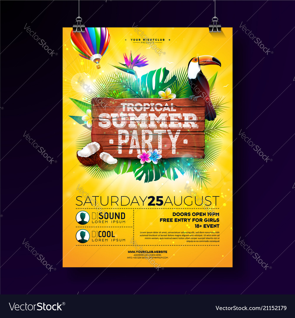 summer beach party flyer design with royalty free vector party flyer design