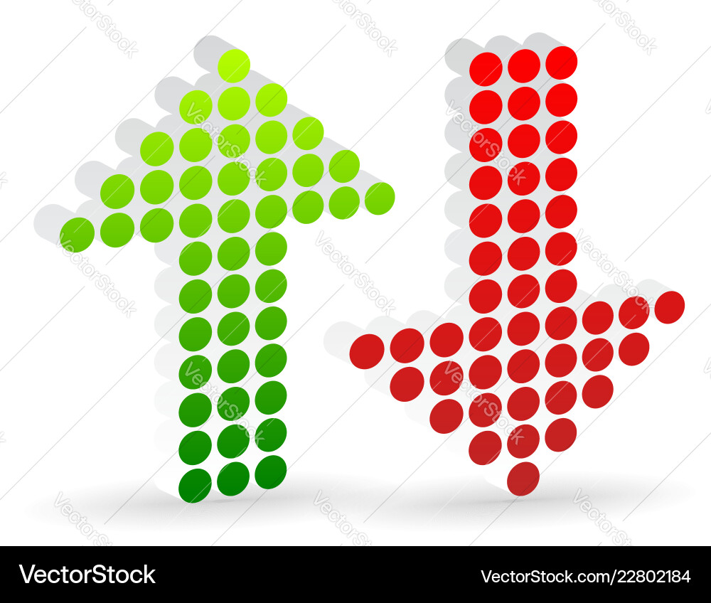 3d dotted up and down arrows Royalty Free Vector Image