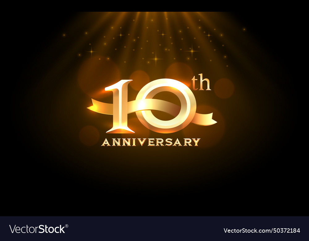 Anniversary 10th year golden celebration Vector Image