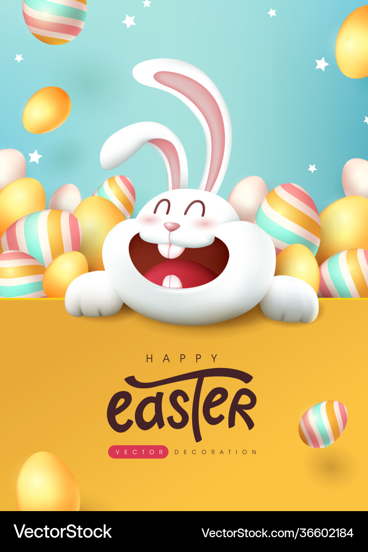 Easter banner background with cute rabbit Vector Image