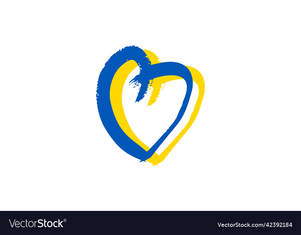 Hand drawn heart in ukrainian colors Royalty Free Vector