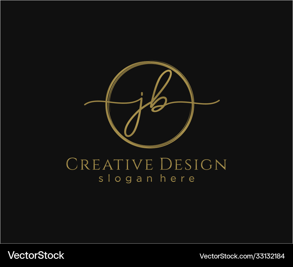 Initial jb handwriting logo with circle template Vector Image