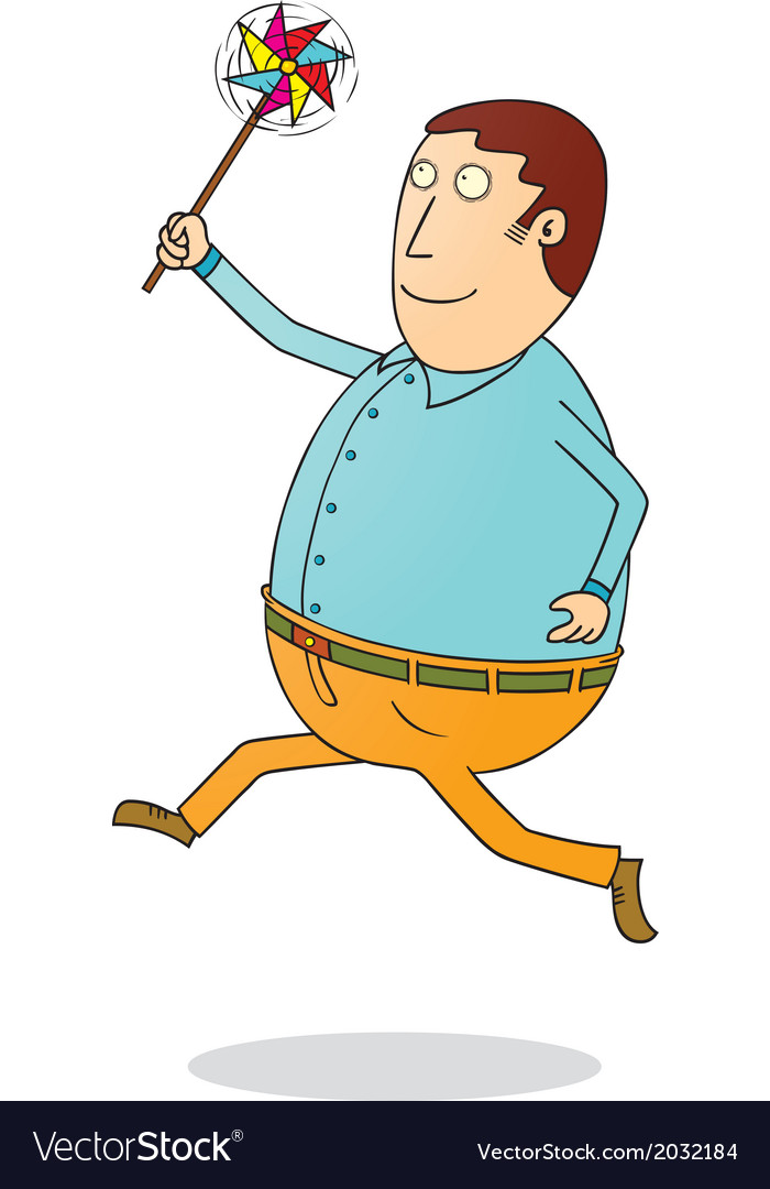 running fat man with propeller royalty free vector image
