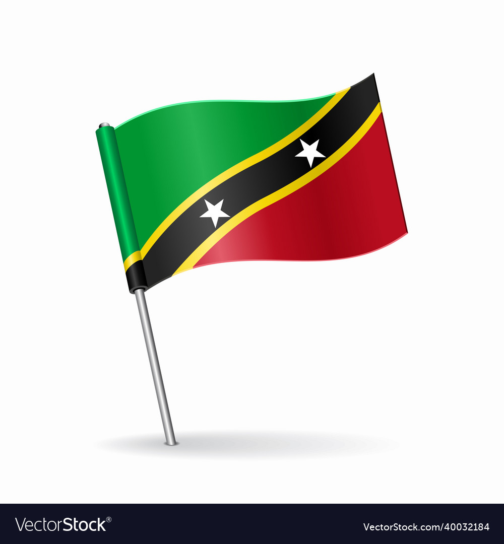 Saint kitts and nevis flag map pointer layout Vector Image