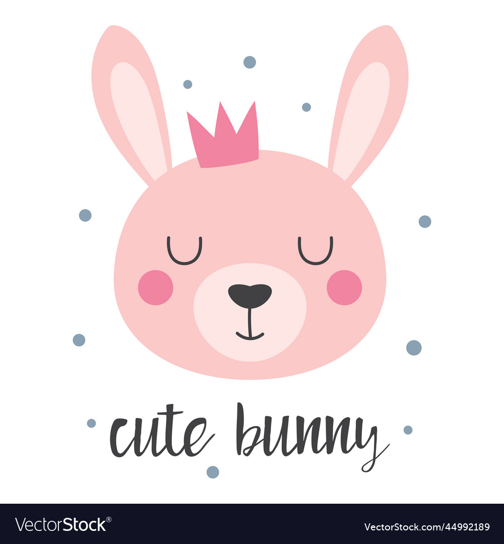 Cartoon card of cute bunny print for kids Vector Image