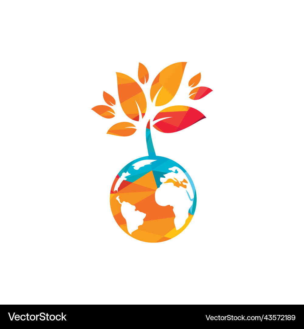 Globe tree logo design template Royalty Free Vector Image