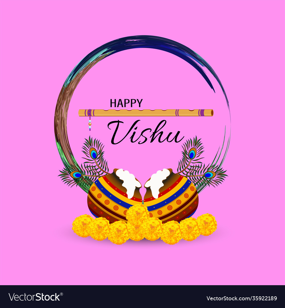 Happy vishu kerala festival with vishu kanivishu Vector Image