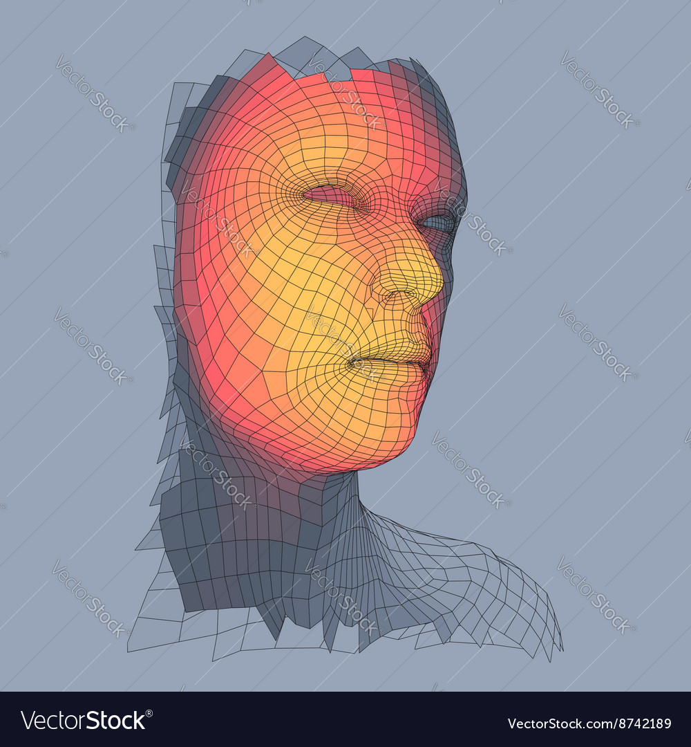 Head of the person from a 3d grid human Royalty Free Vector