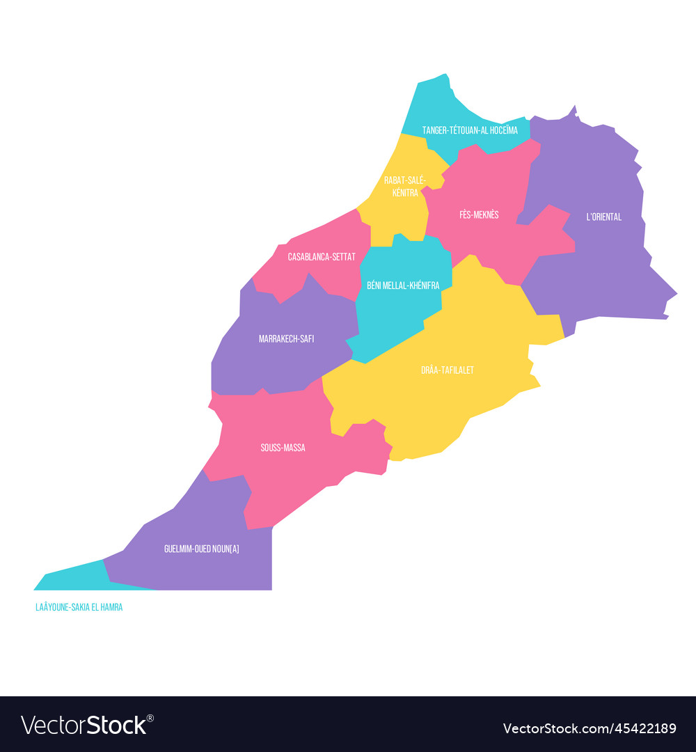 Morocco political map of administrative divisions Vector Image
