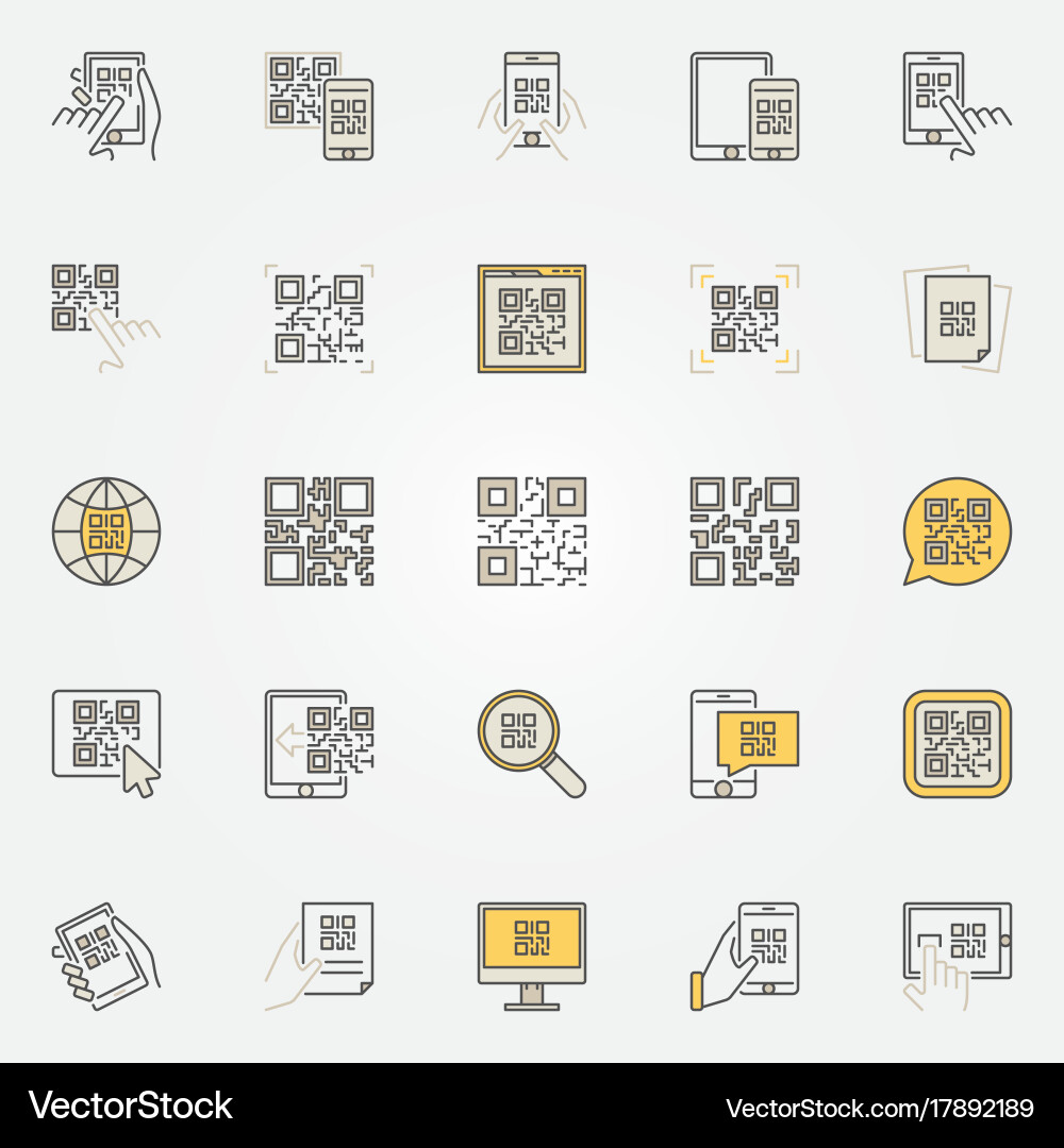 Qr code colorful icons set - scanning Royalty Free Vector