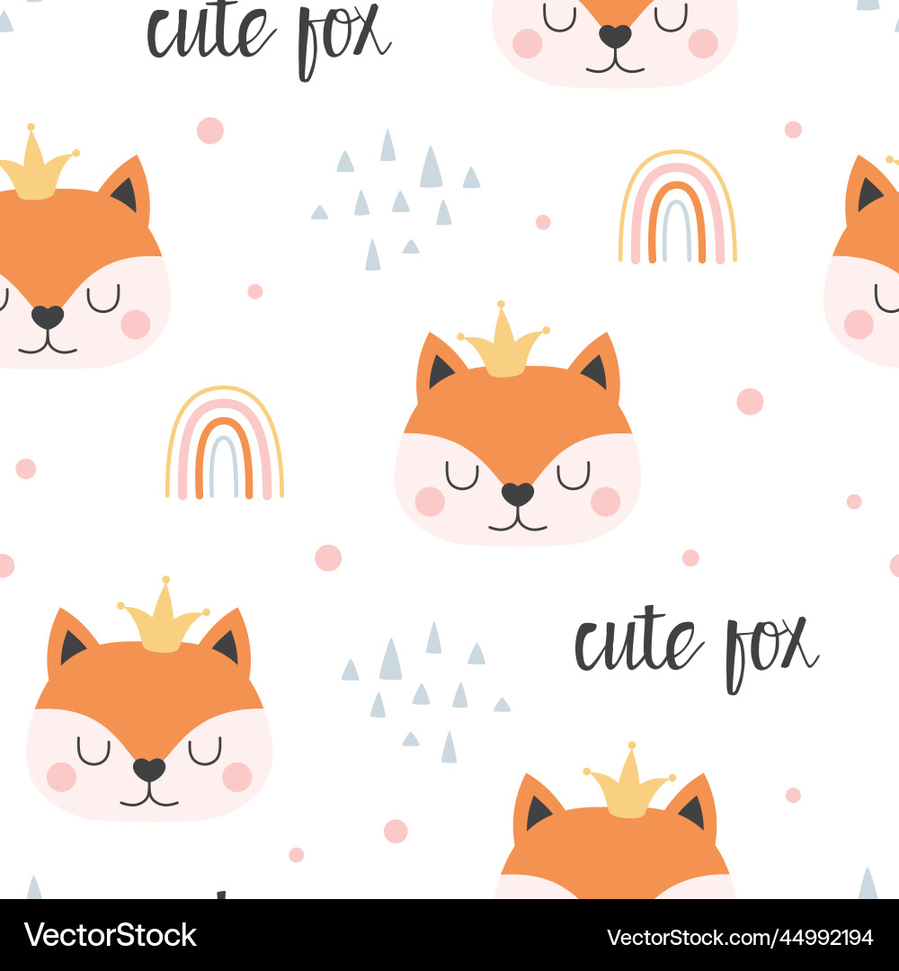 Cartoon cute fox seamless pattern Royalty Free Vector Image