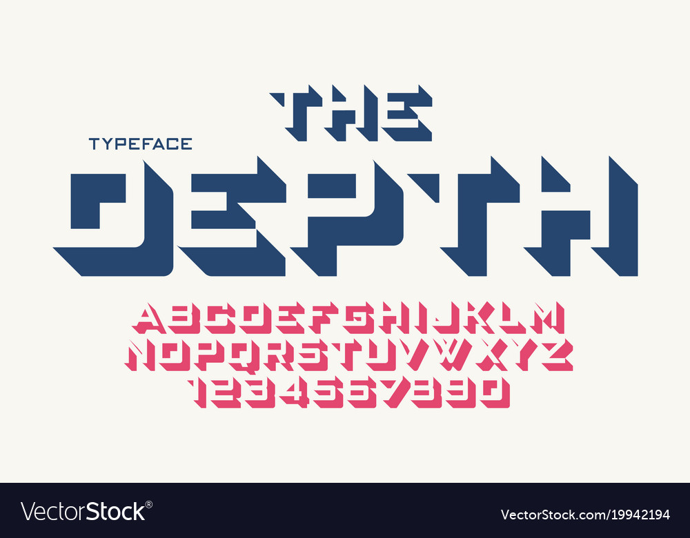 Depth decorative font design alphabet Royalty Free Vector