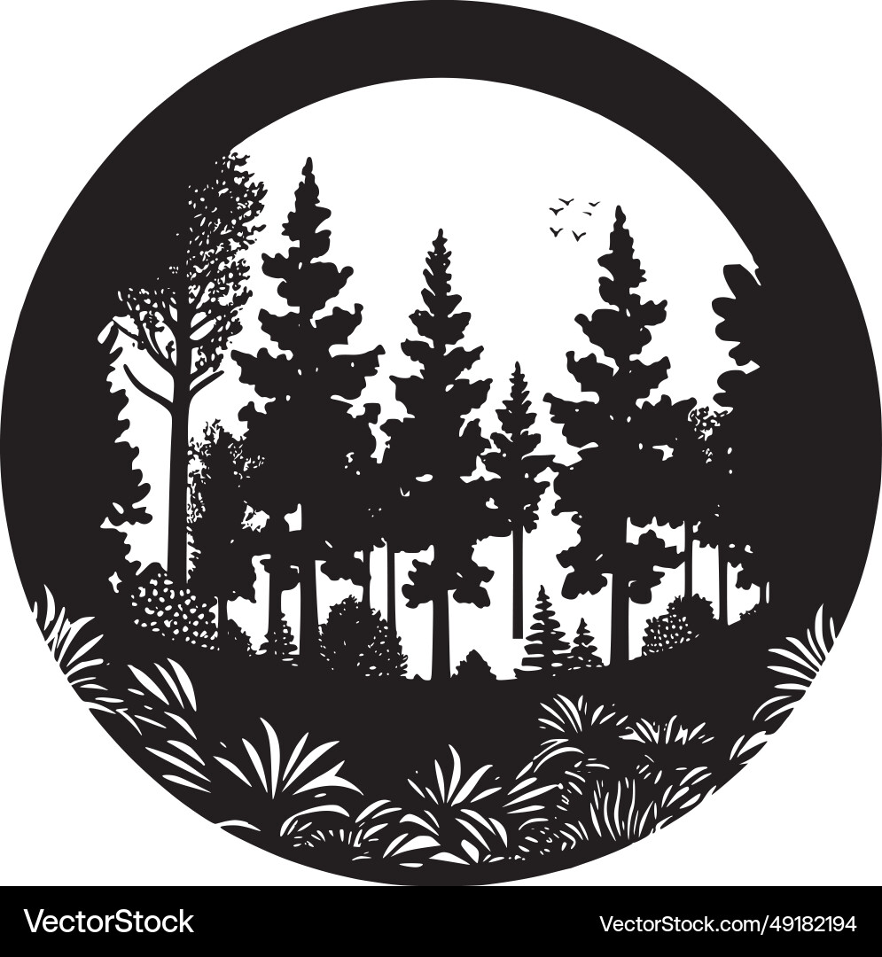 Forest - minimalist and flat logo Royalty Free Vector Image