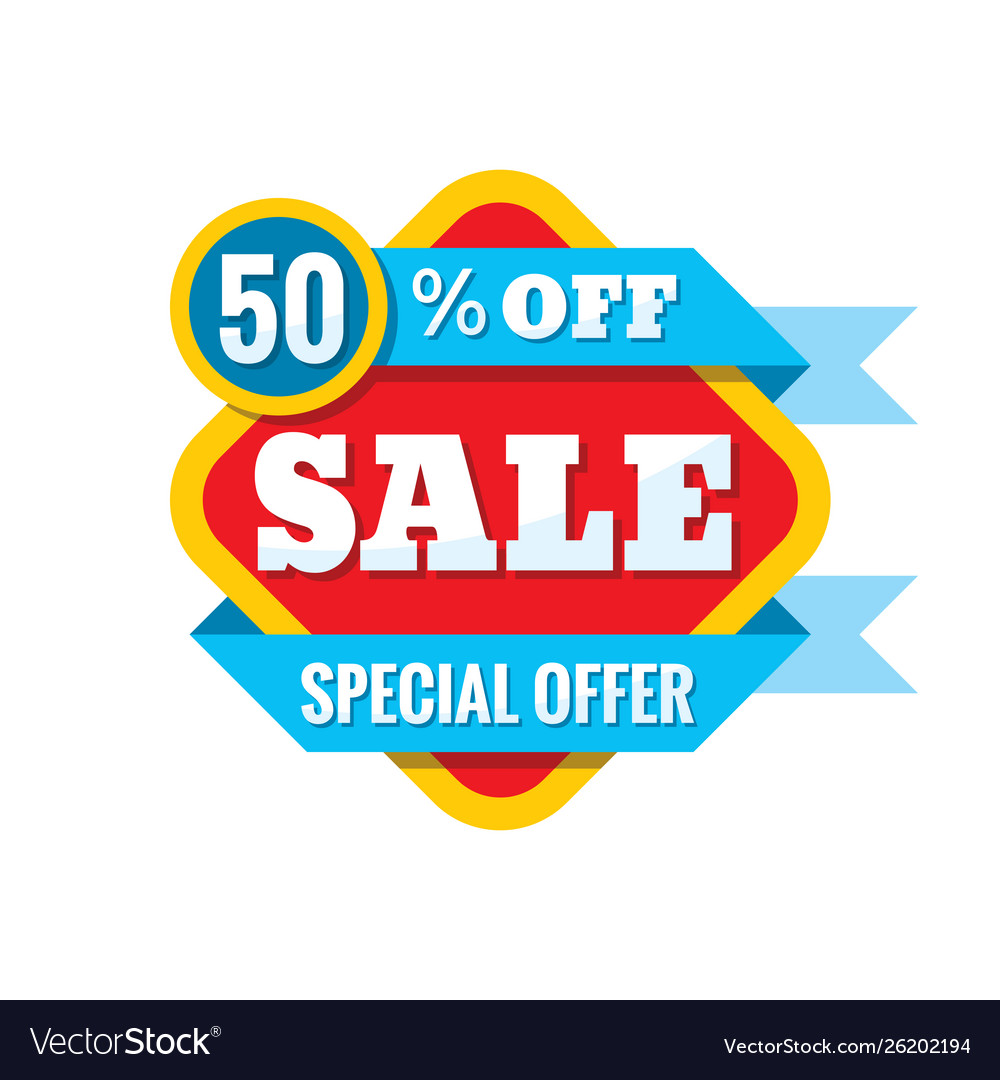 Sale 50 off - concept in flat Royalty Free Vector Image