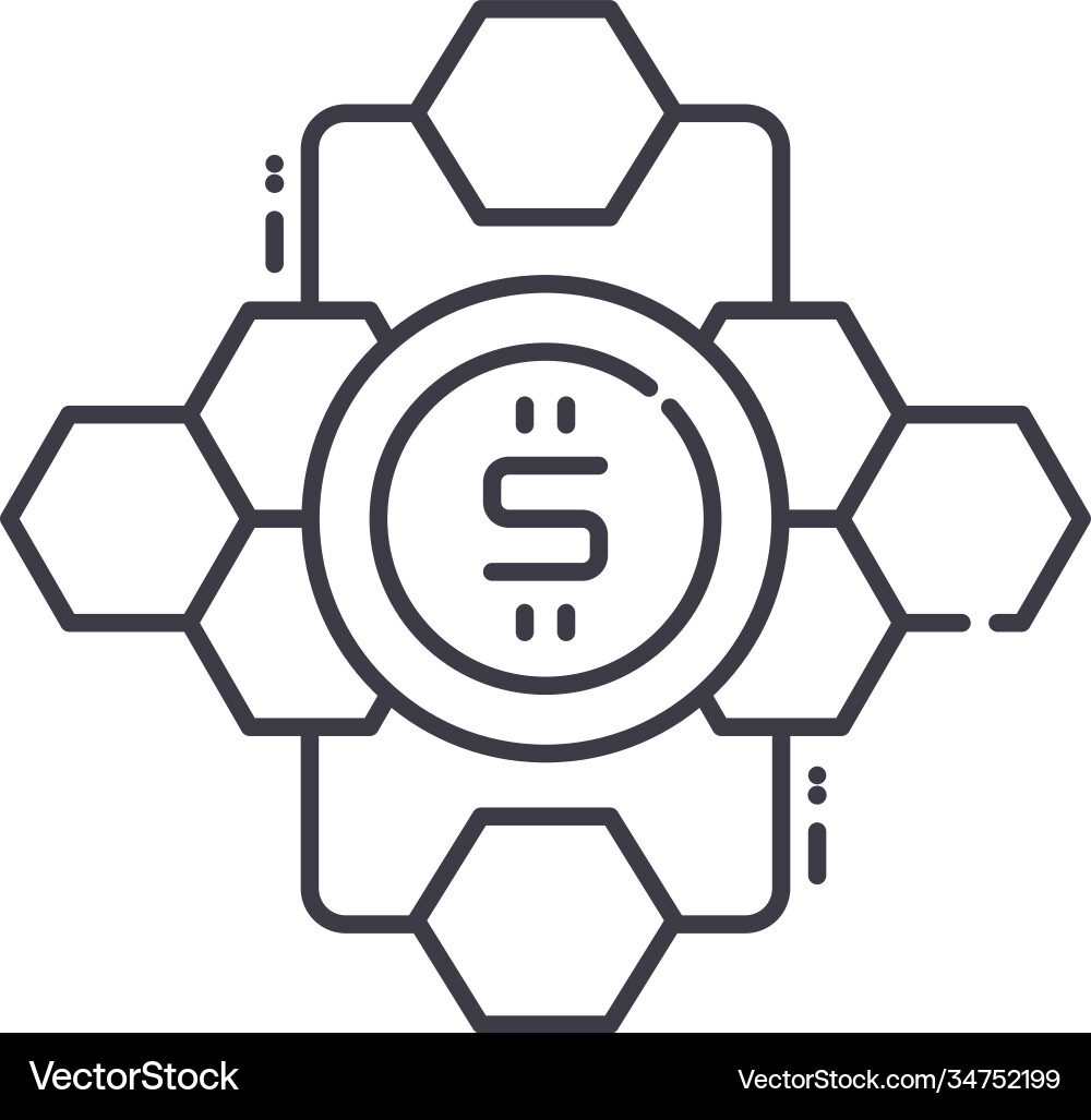 Blockchain icon linear isolated Royalty Free Vector Image