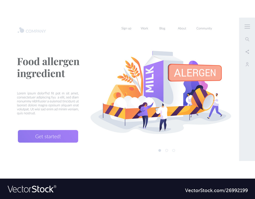 Food allergy landing page concept Royalty Free Vector Image