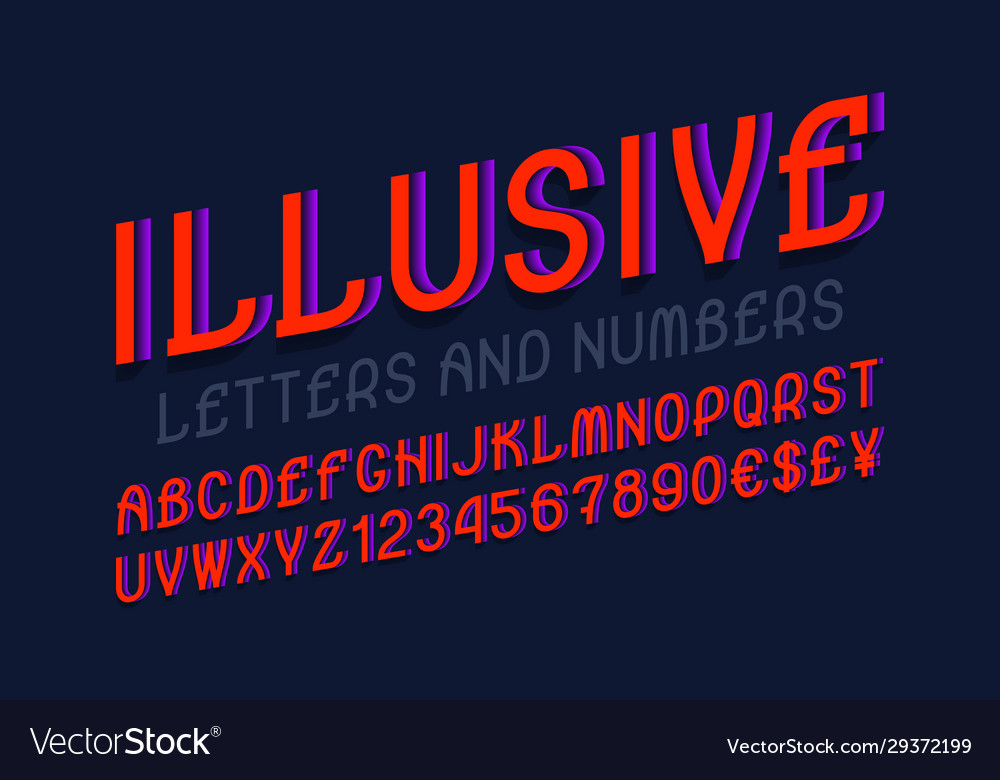 Illusive letters with numbers and currency signs Vector Image