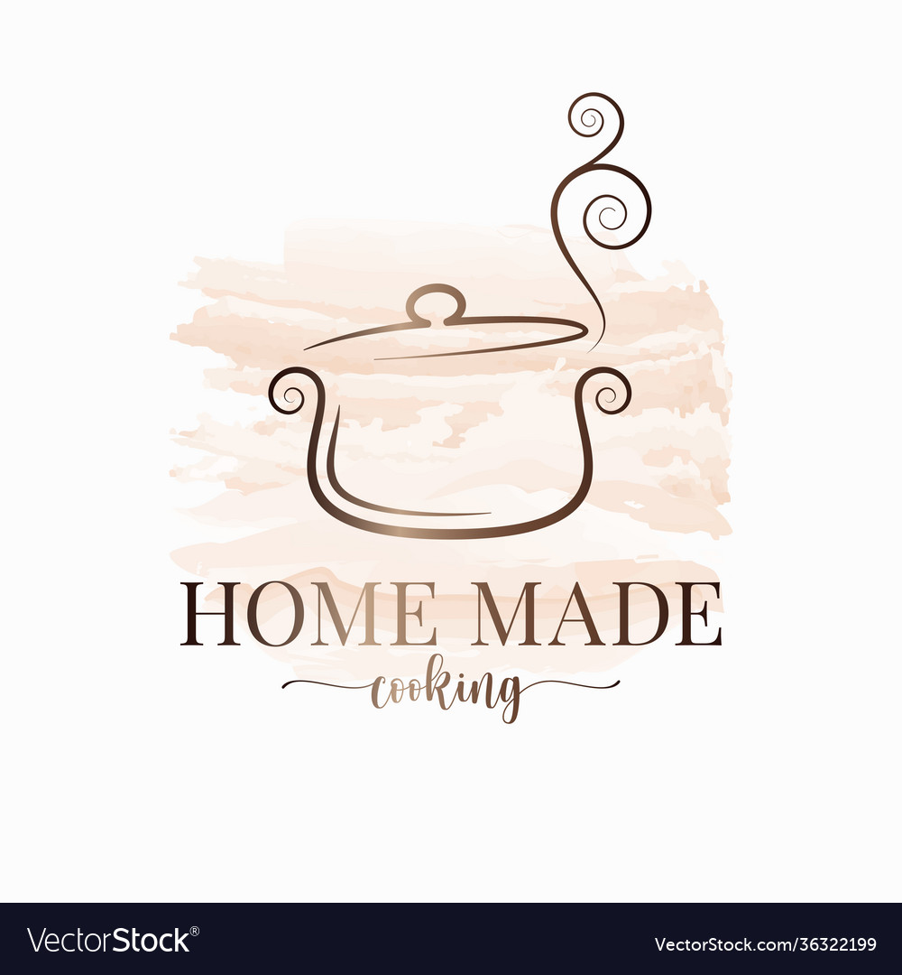 Saucepan art watercolor logo on white design vector image Saucepan art watercolor logo on white design