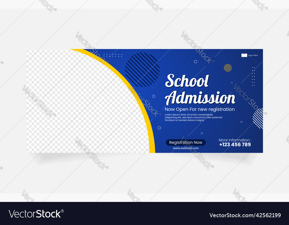 School admission banner template image Royalty Free Vector