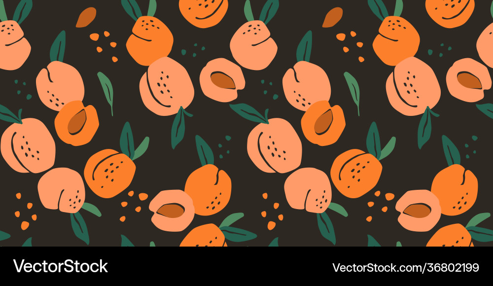 Seamless pattern with peaches trendy hand Vector Image