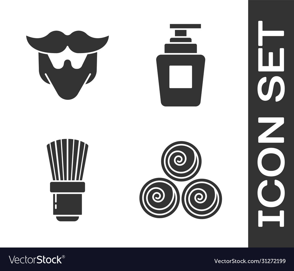 Set towel rolls mustache and beard shaving brush Vector Image