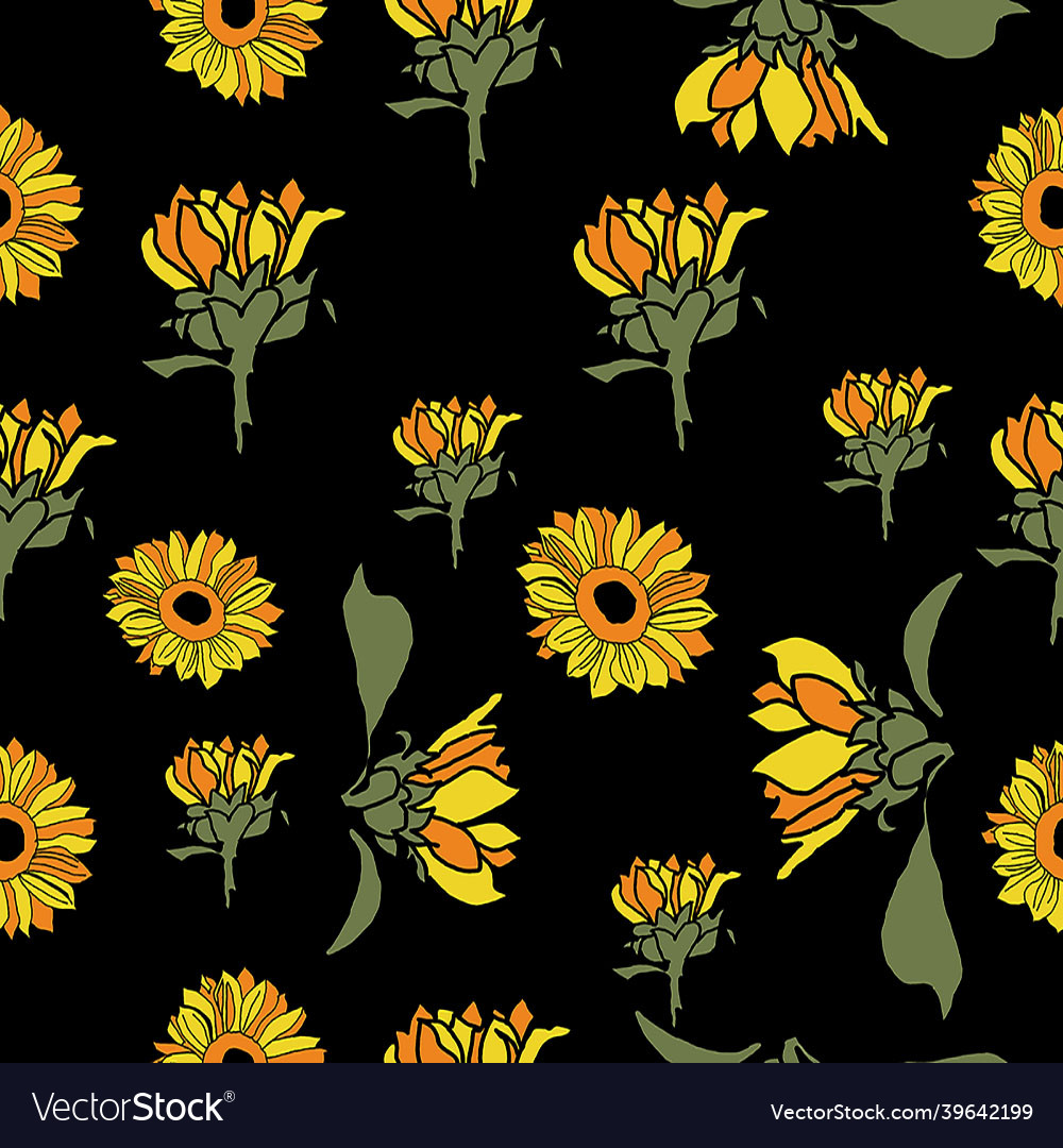 Sunflower autumn harvest seamless pattern Vector Image