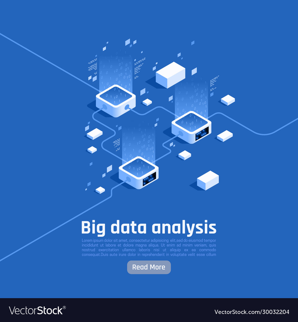Big data analysis isometric background Royalty Free Vector