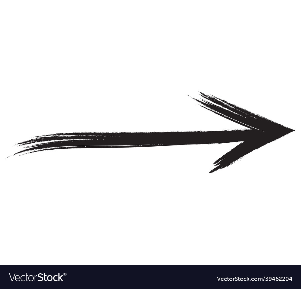 Black hand drawn brush stroke arrow isolated Vector Image