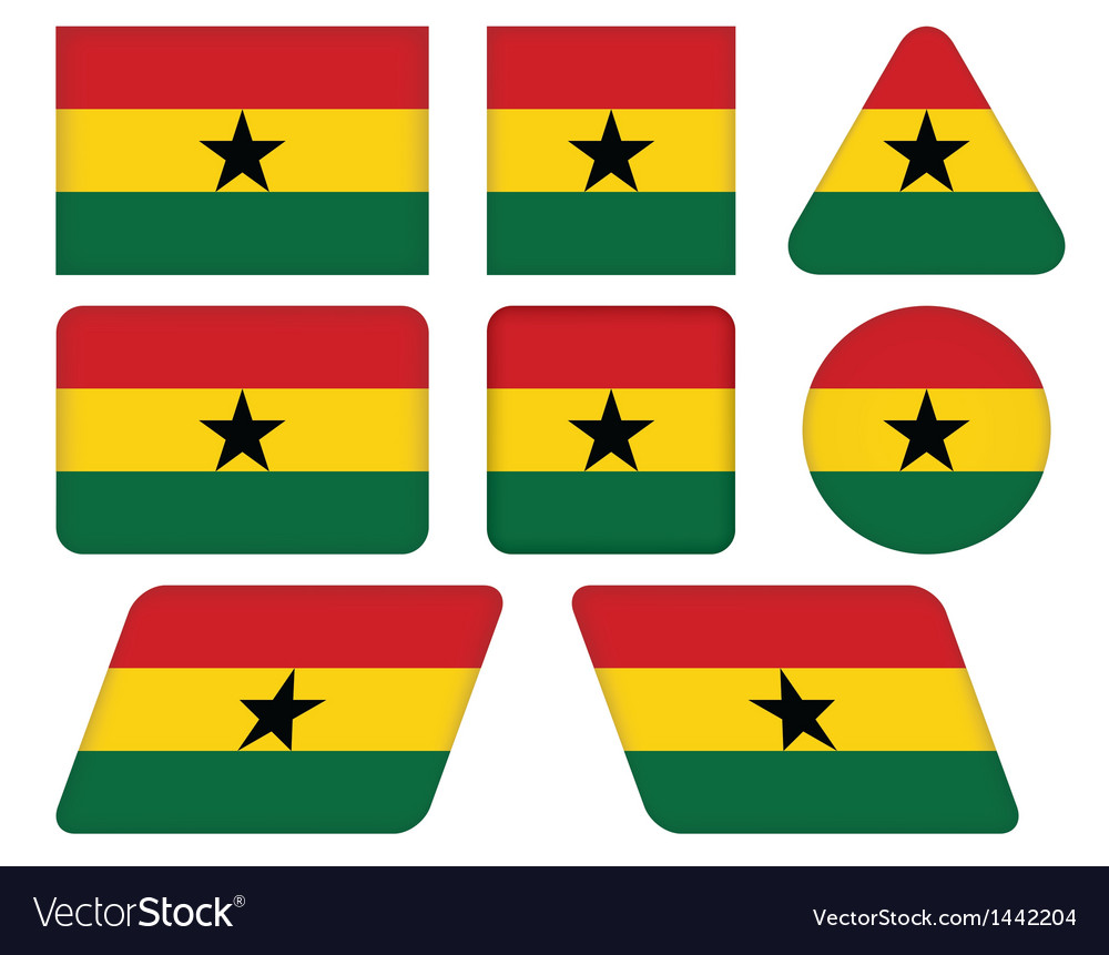 Buttons with flag of Ghana Royalty Free Vector Image