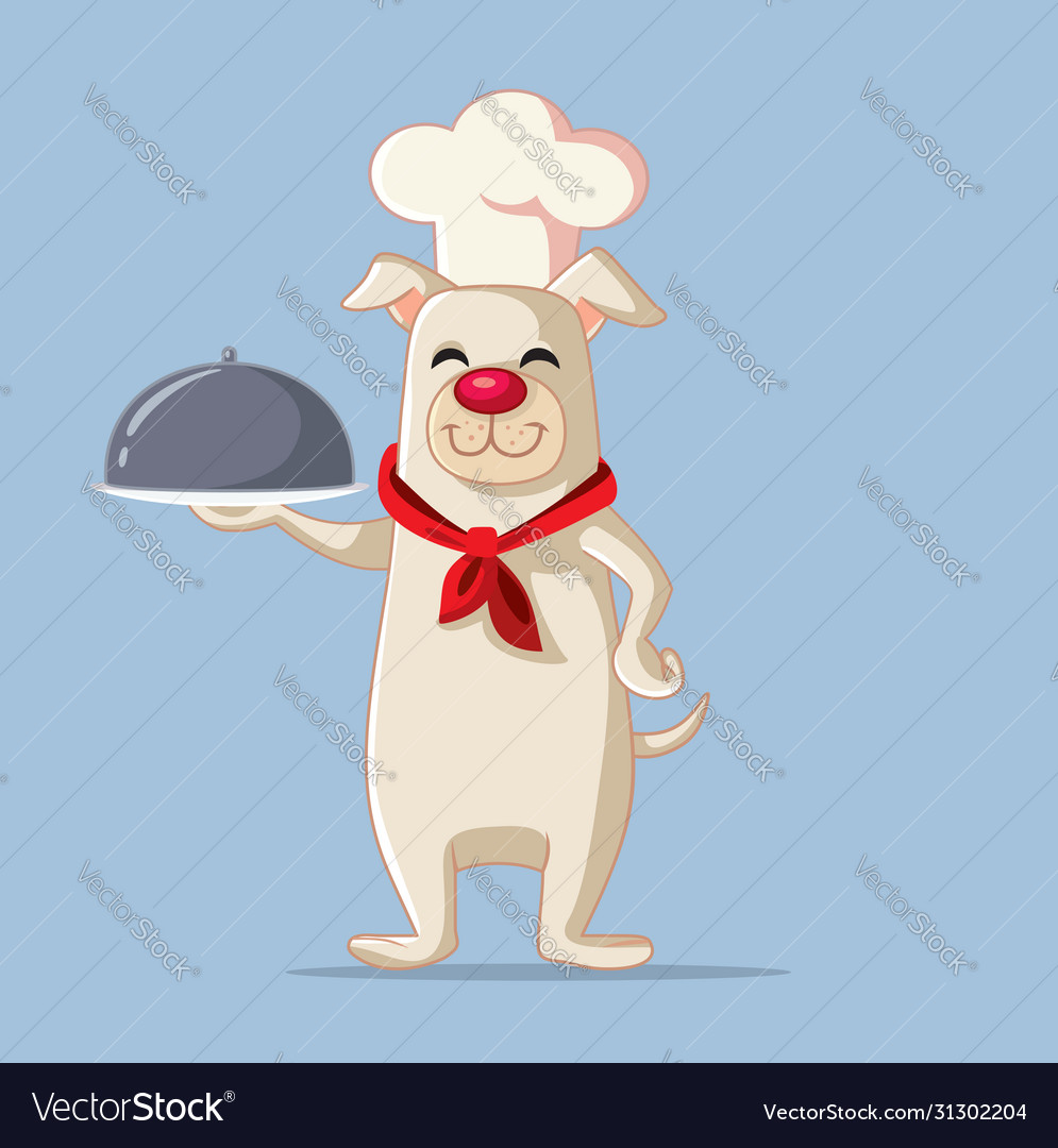 Chef dog holding food plate cartoon Royalty Free Vector Chef dog holding food plate cartoon Royalty Free Vector