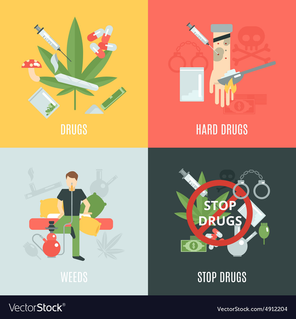 Drugs Flat Set Royalty Free Vector Image - VectorStock