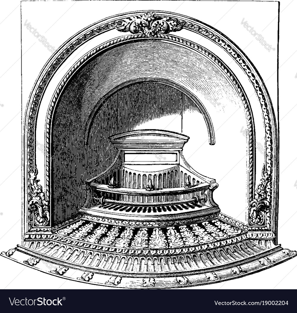Fire Grate Solid Fuel Fire Vintage Engraving Vector Image