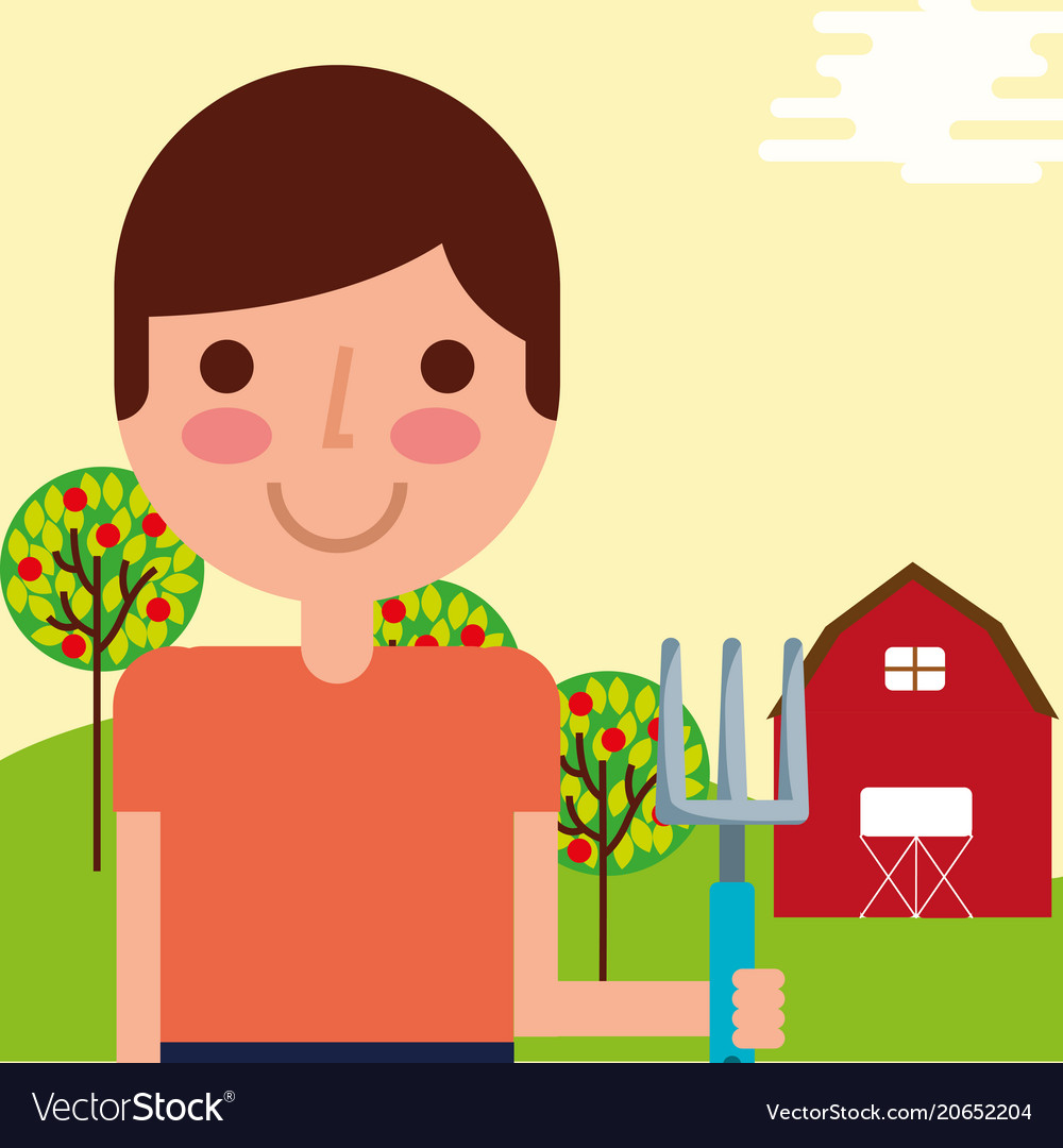 Gardener Boy Farm Work Royalty Free Vector Image