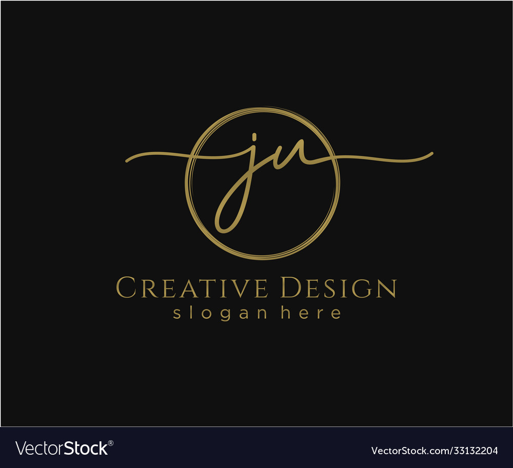 Initial ju handwriting logo with circle template Vector Image