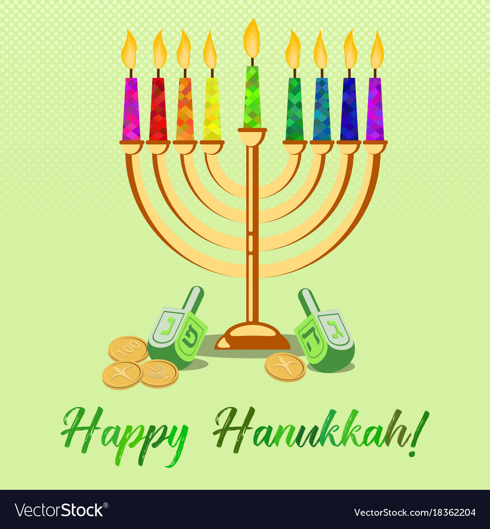 Postcard for festival of lights hanukkah Vector Image