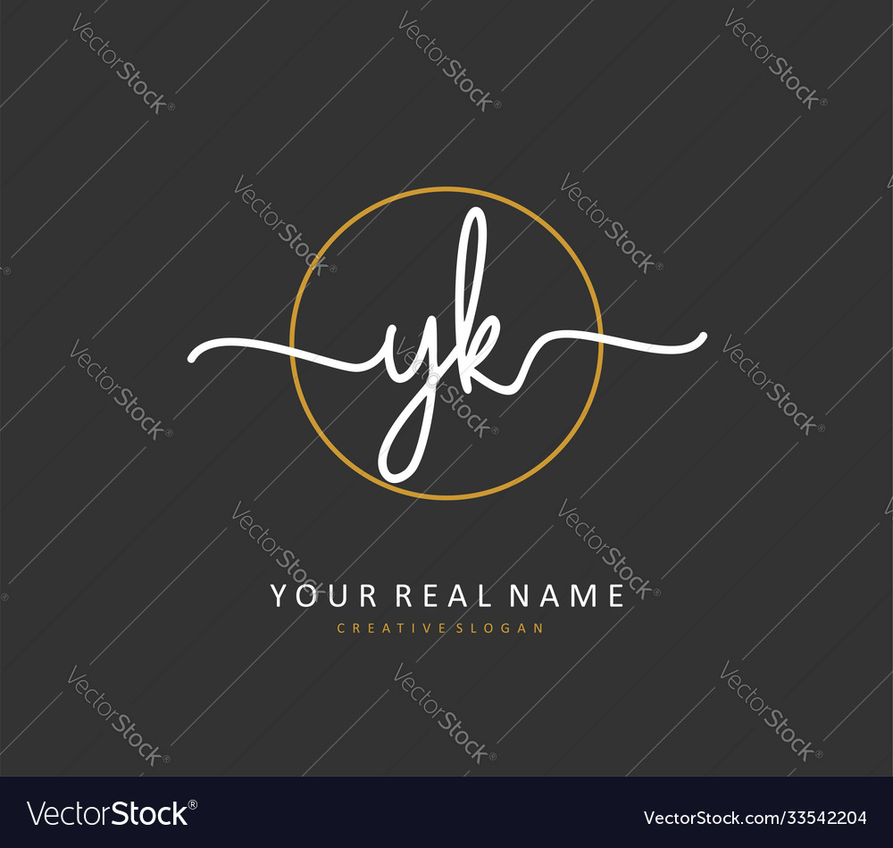 Y K Yk Initial Letter Handwriting And Signature Vector Image