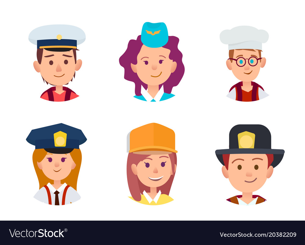 Concept of six children in different professions Vector Image