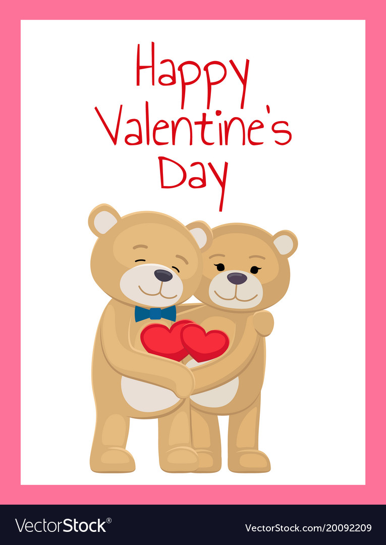 Happy valentines day poster bear lovers hold heart