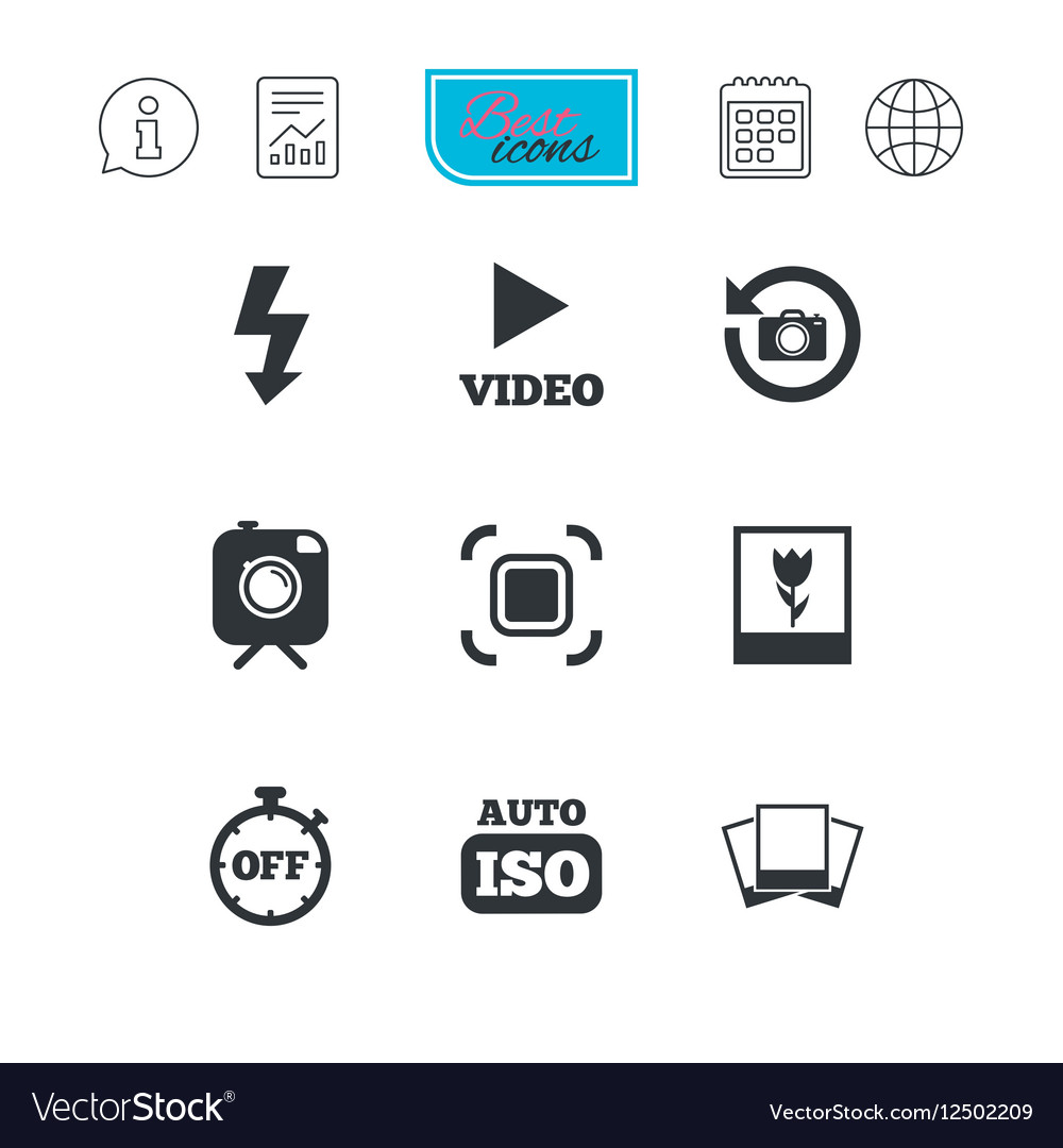 Photo video icons camera photos and frame Vector Image