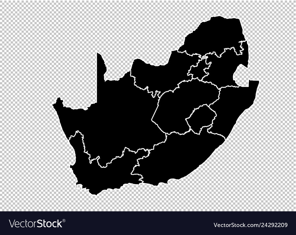 South Africa Map Black And White South Africa Map - High Detailed Black Map Vector Image
