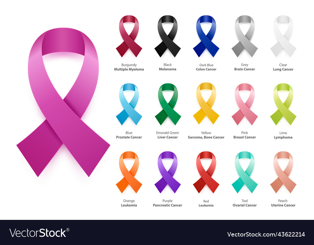 Cancer ribbon realistic 3d awareness Royalty Free Vector