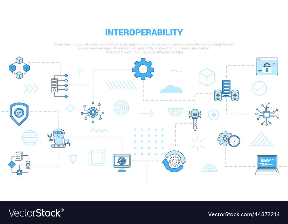 Interoperability concept with icon set template Vector Image