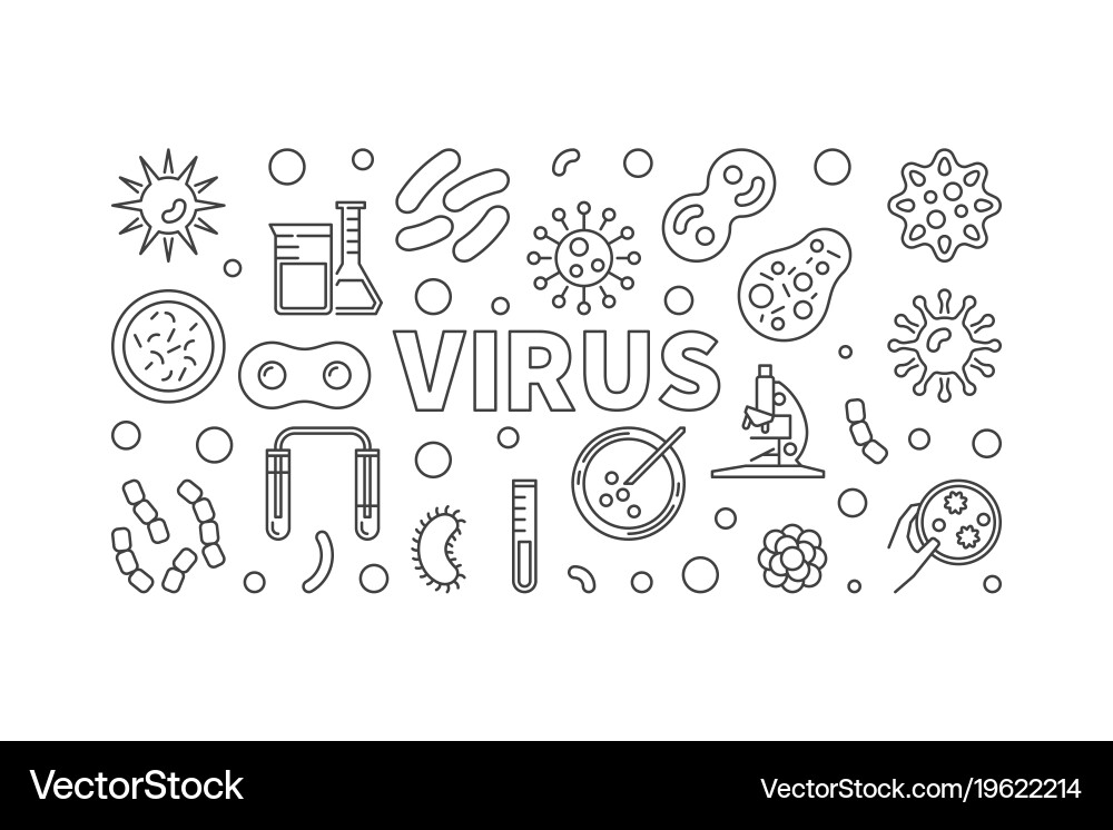 Virus horizontal linear or Royalty Free Vector Image